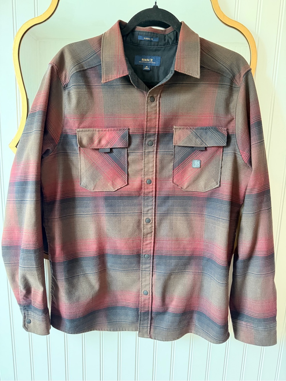 Roark Men's Plaid Shirt Jacket in Red and Brown Tones